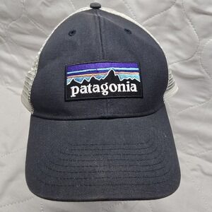 Patagonia Hat Cap Snap Back Gray Adjustable Mesh Trucker Spell Out Horizon